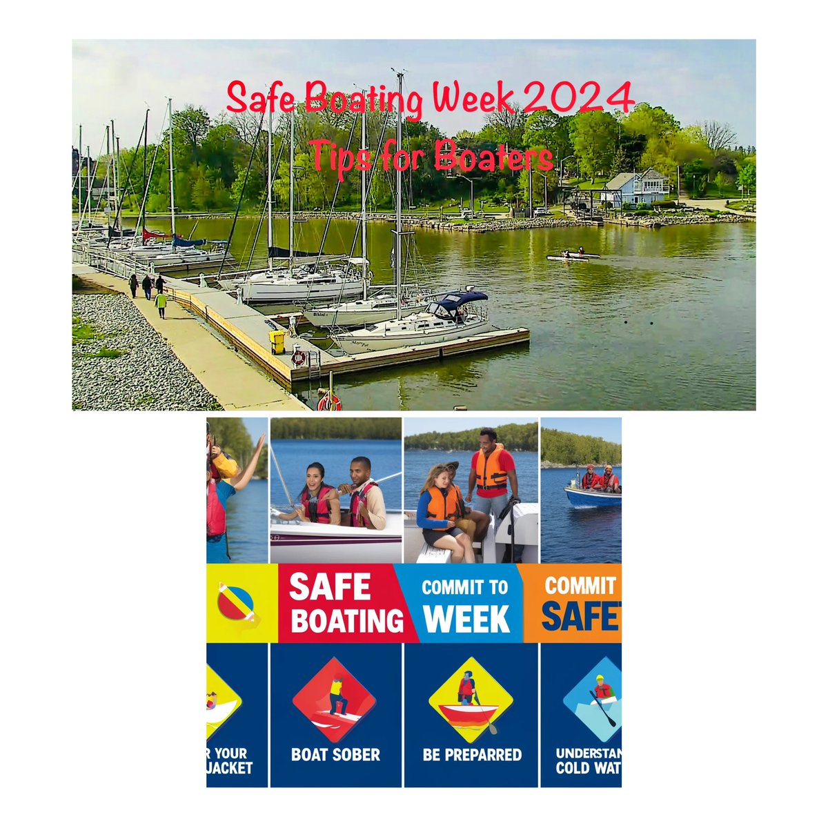 🚤 **Safe Boating Awareness Week Starts Today!** 🎉 
👀 tips
1️⃣ **Wear a Lifejacket:** #WearIt 🏊‍♂️  
2️⃣ **No Drinking & Boating:**  🚫🍻  
3️⃣ **Take a Course:**  @CPSboat. 📚  
4️⃣ **Prep Your Vessel:**.⛵️🌤️  
5️⃣ **Cold Water Risks:** ❄️  
#BoatingSafety #SafeBoatingWeek 🇨🇦