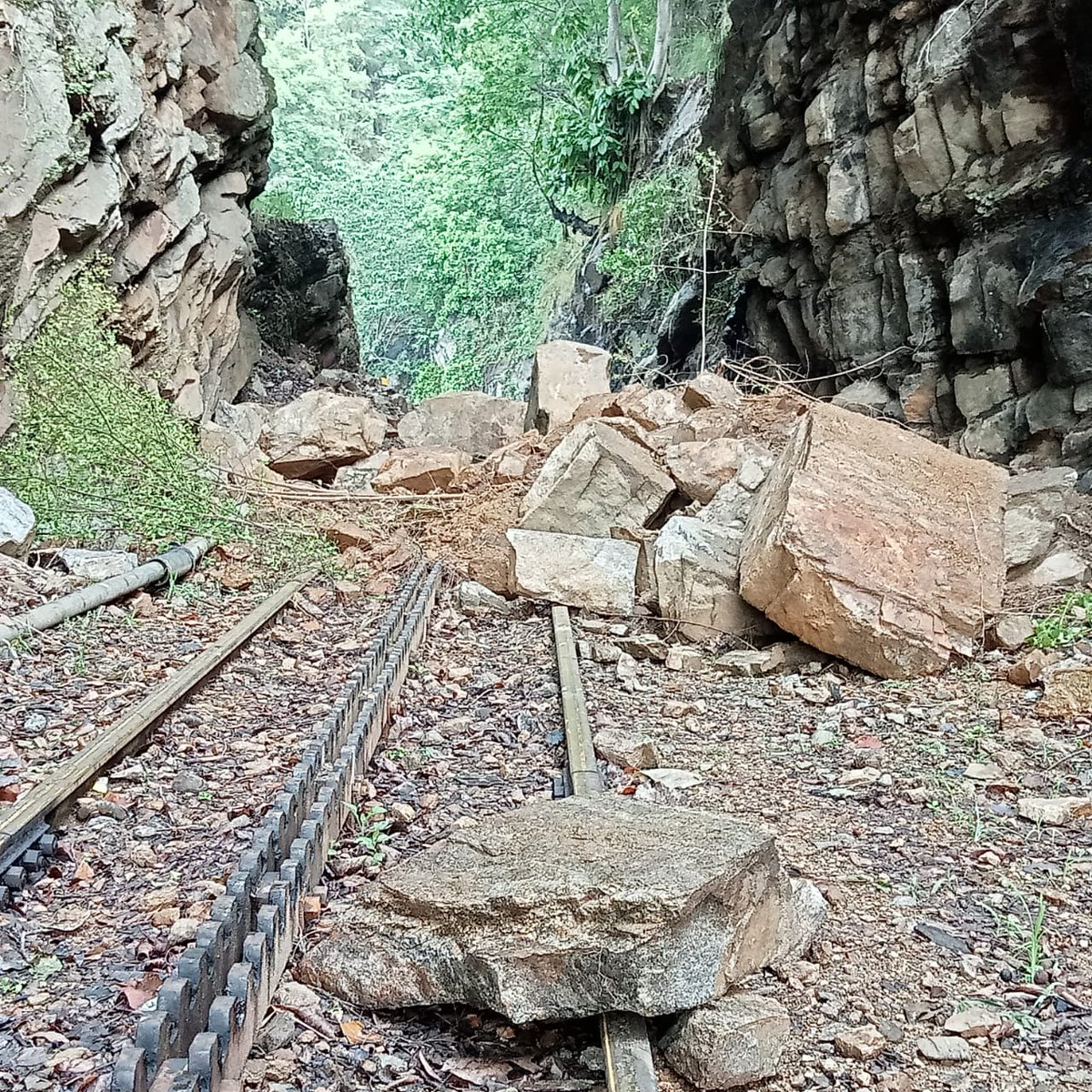 An earth slip has occurred between #Kallar – #Hillgrove railway stations of #NilgiriMountainRailway, obstructing traffic. Train No.06136 #Mettupalayam–#Udagamandalam train has been cancelled on 18.05.2024.

Passengers are being given full refund of ticket fare.

#SouthernRailway