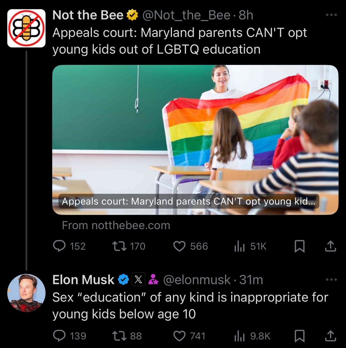 He thinks kids learning about LGBTQ people is the same as sex ed because he views all LGBTQ people as inherently sexual because he’s a transphobic and homophobic Nazi