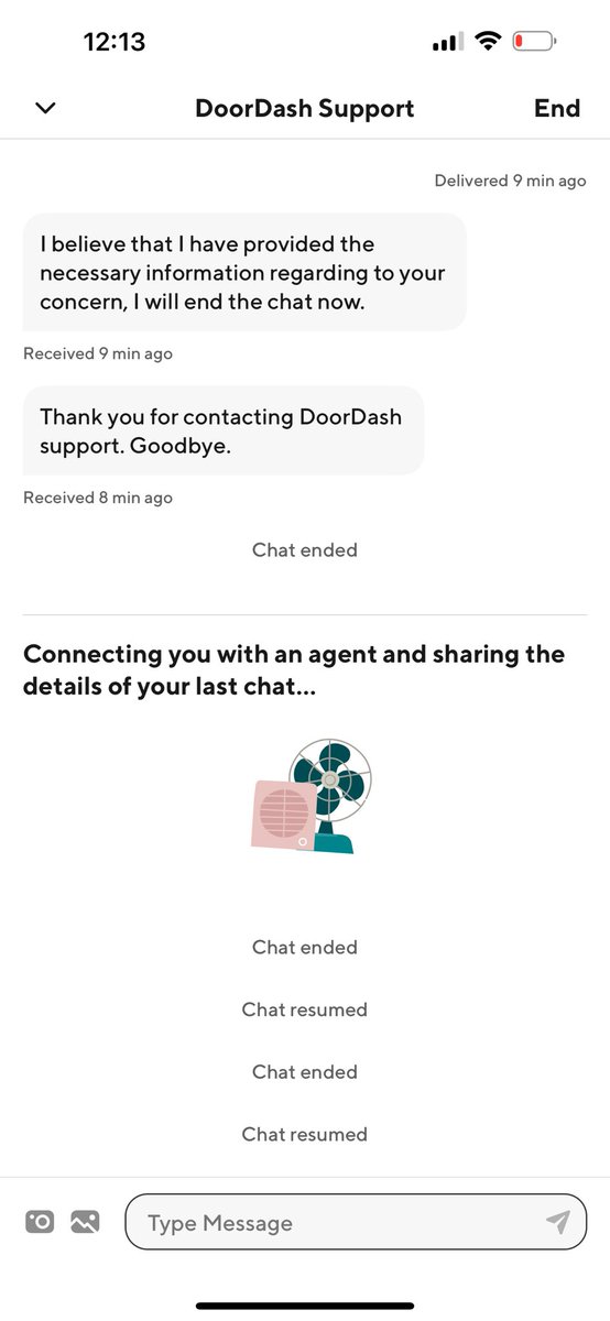 hammo1290's tweet photo. @DoorDash brilliant customer service as usual. Unable to rectify the issue so they hang up. Reading from a script and unable to deviate from it. Half an order received but the agent says that they are unable to fix the issue https://t.co/x3o6s3QJT3