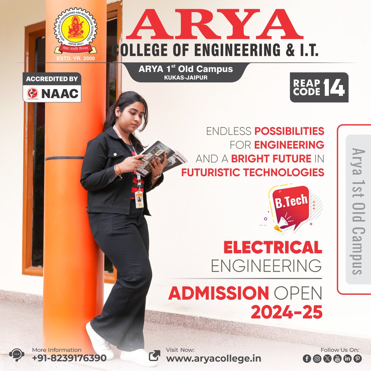 Explore the limitless potential of a #BTech in #ElectricalEngineering, where innovation meets opportunity. Our program is designed to equip you with the skills to excel in advanced fields such as smart grids, electric vehicles, and AI-driven automation.

#AryaCollege #Engineering