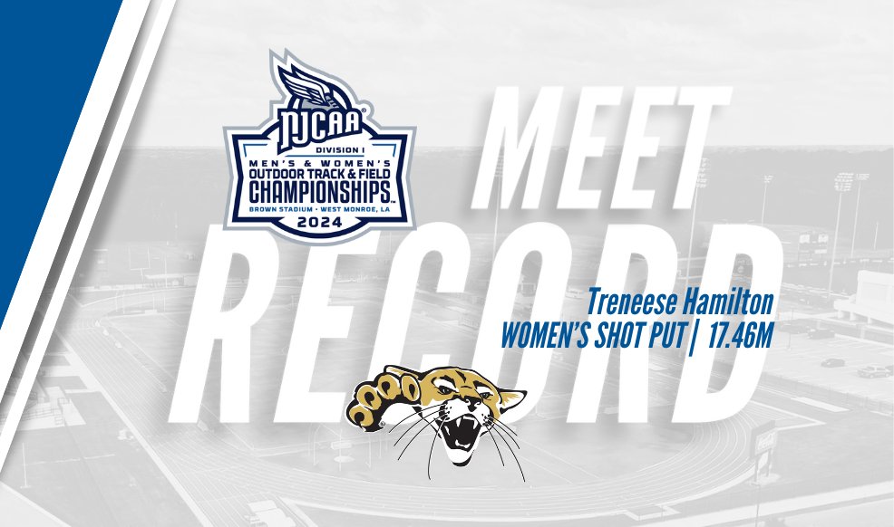 ‼️ Hamilton sets a meet record!

@BartonSports sophomore Treneese Hamilton is the new #NJCAATF DI Outdoor Women's Shot Put Meet Record Holder after earning a mark of 17.46m!