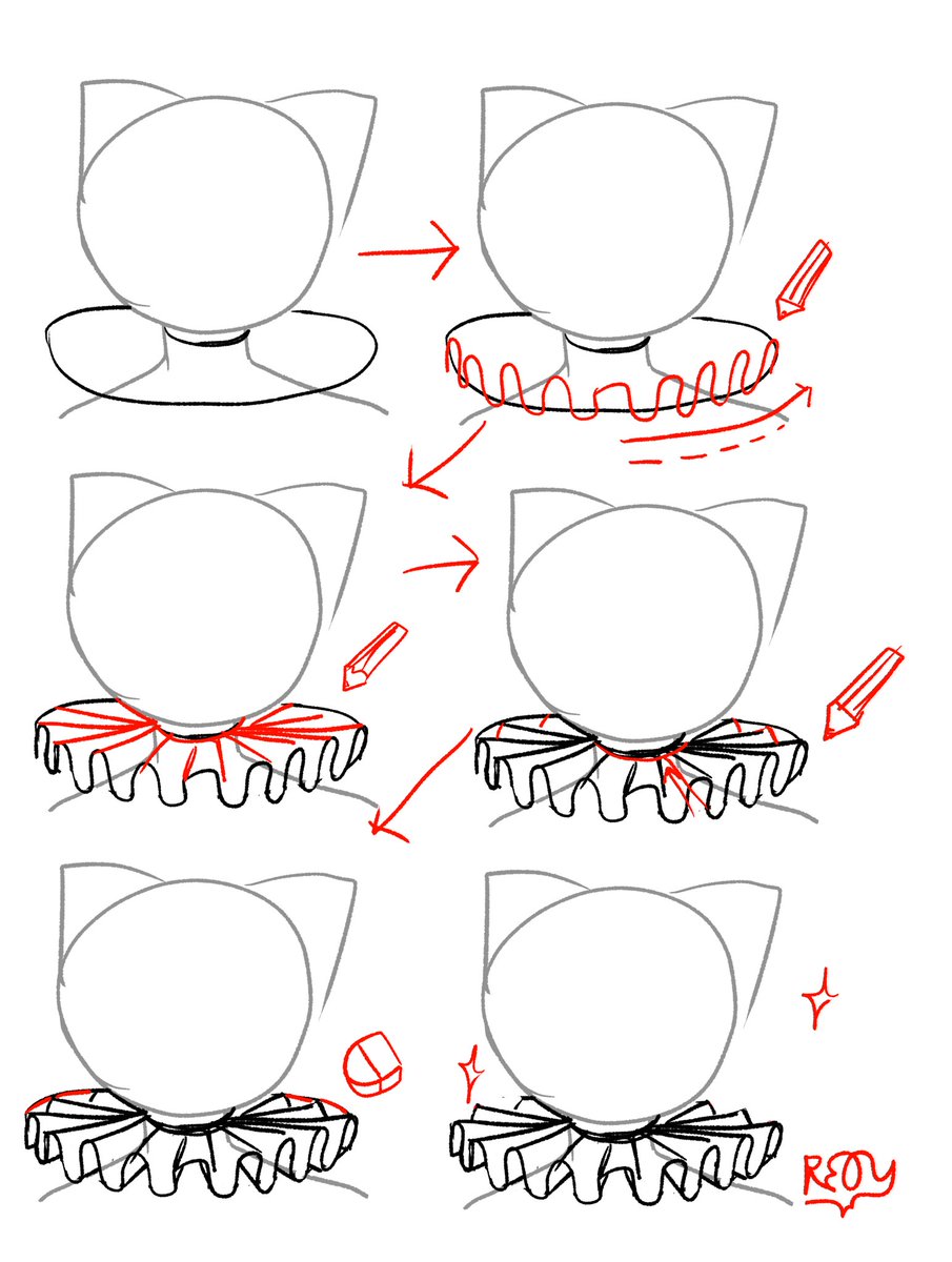 How to draw ruffles. It may be difficult to understand.