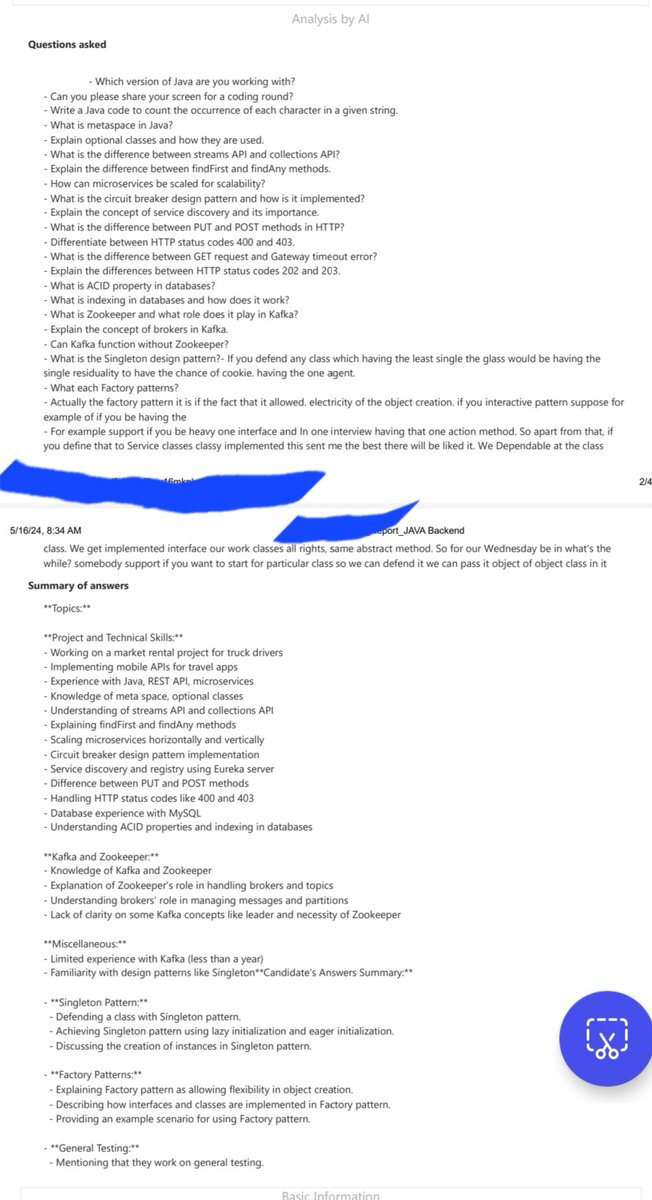 Java with springboot, Microservices, Kafka & zookeeper . High demand profile for 3 years experienced developers. 

Full Interview Report 👇

CANDIDATE SELECTED