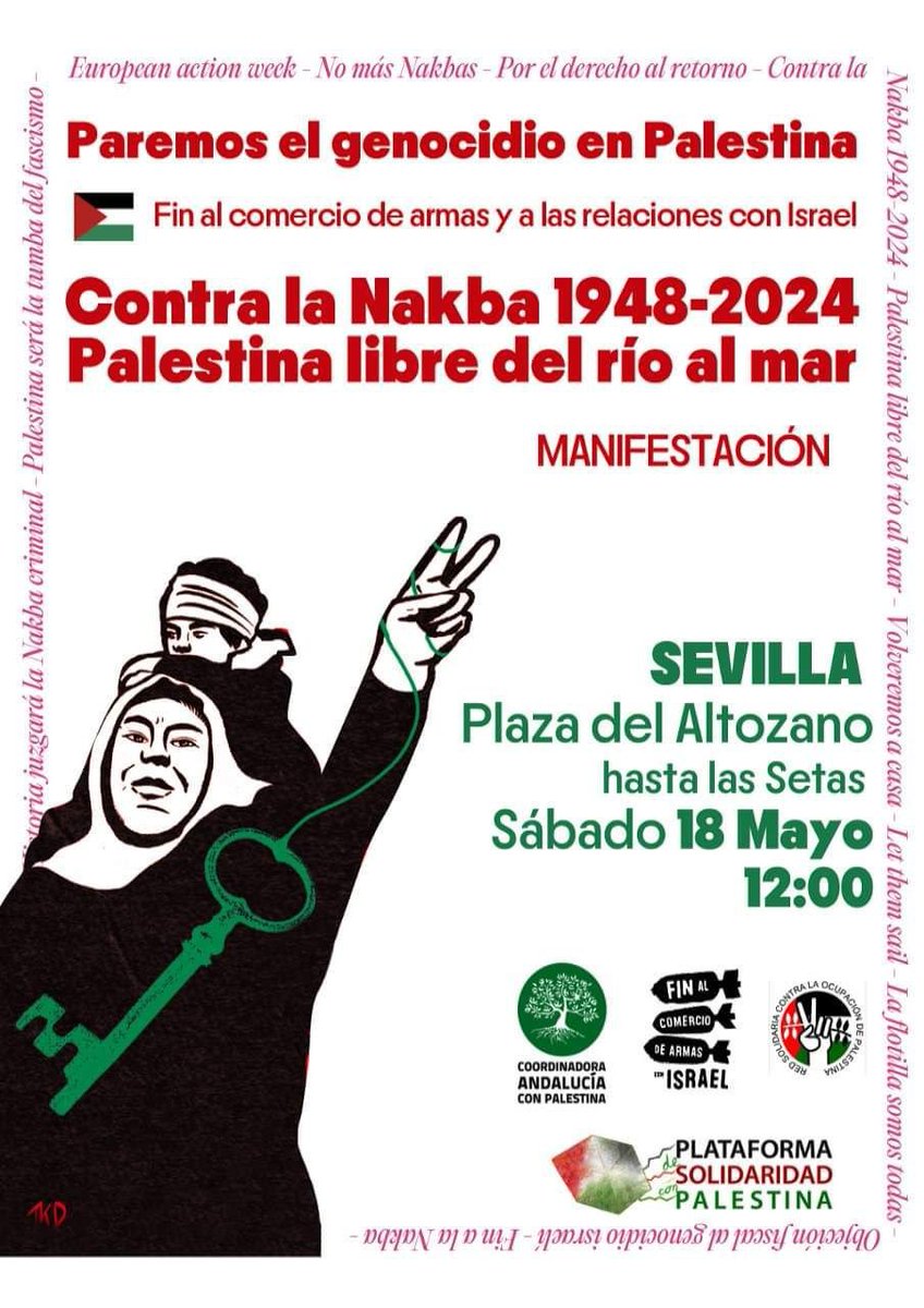 No paremos hasta parar el #genocidio.
#SevillaHoy 
#PalestinaLibre
#PalestineFree