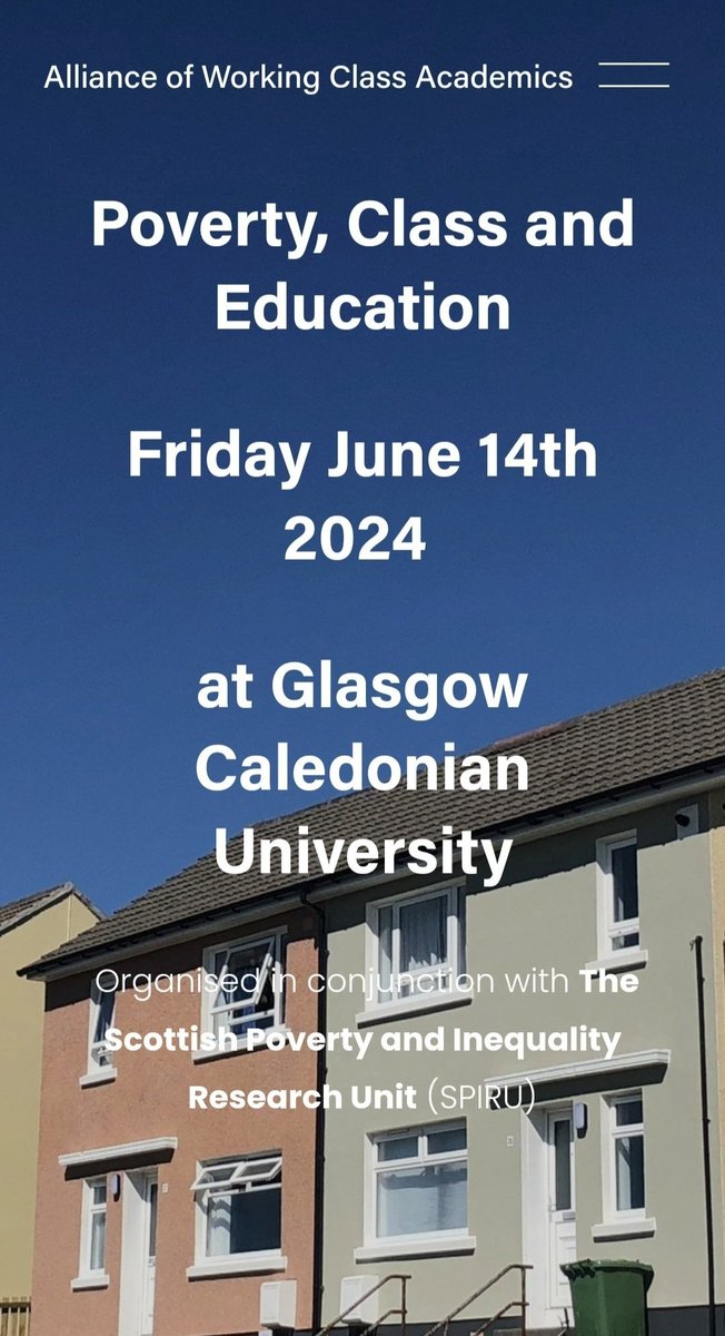 ** SIGN UP LINKS AVAILABLE ** The conference links are now available  - for this exciting event on #Poverty, #Class and #Education - either in person or online 👇  spaces will go quickly. R/T and sharing with colleagues very welcome 🙏 See you in Glasgow!  workingclassacademics.com/2024-conference