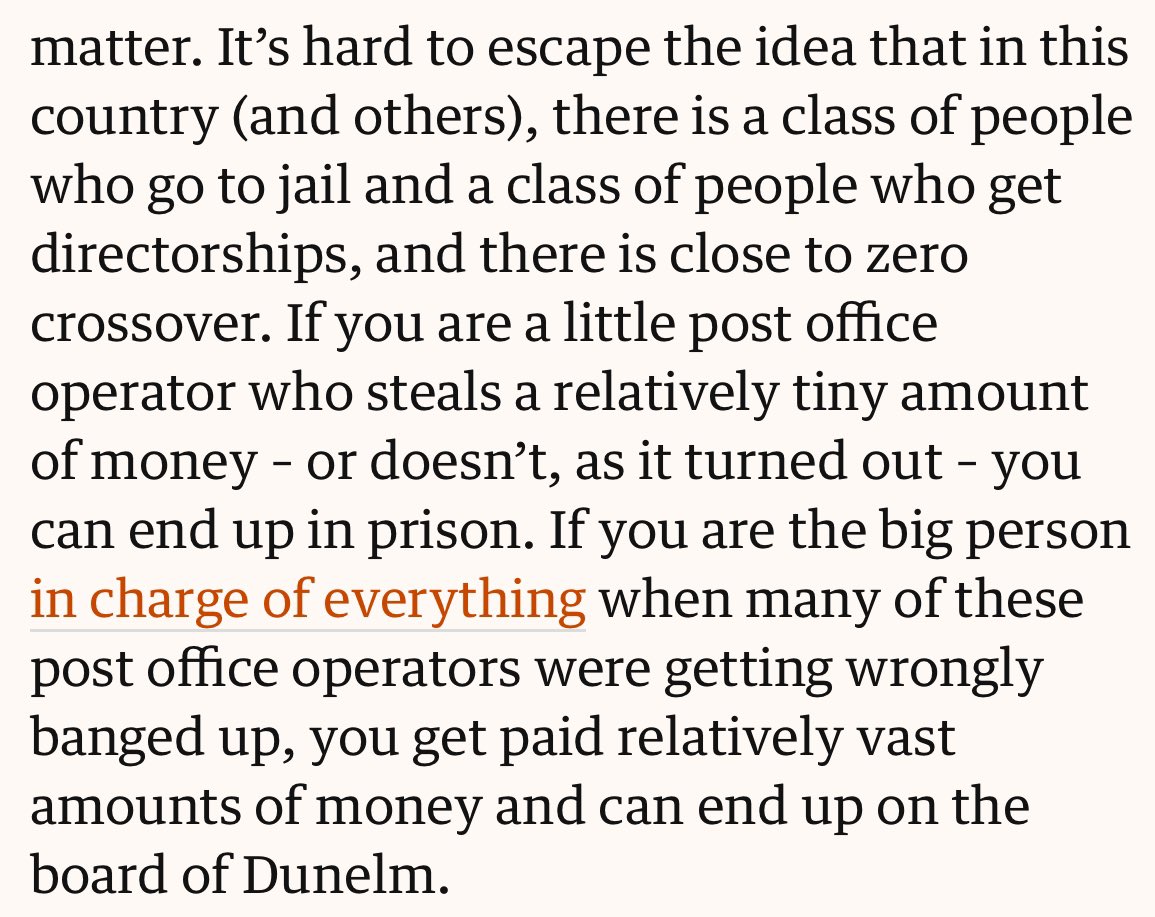 A lot has been written about Paula Vennells & the Post Office scandal. But this is by @MarinaHyde is v good on why it touched such a nerve.