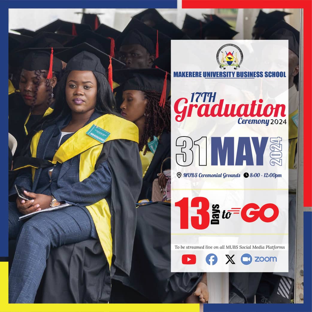 Counting down to the MUBS 17th Graduation Ceremony due to take place on 31st May 2024 at the MUBS ceremonial grounds.

#MUBS17thGrad