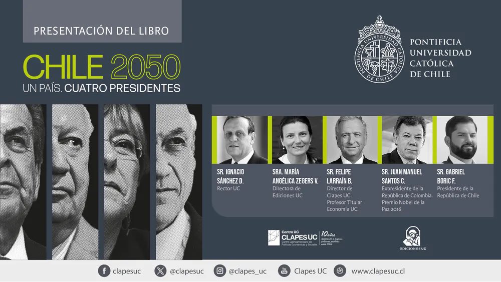 Ayer presentó un libro el gran @felipelarrain, “Chile 2050 Un País Cuatro Presidentes”. Se hizo un homenaje a Sebastián Piñera con la presencia de @GabrielBoric. Comentó @JuanManSantos de Colombia. En una LatAm polarizada, el ejemplo de civilidad democrática da esperanza.