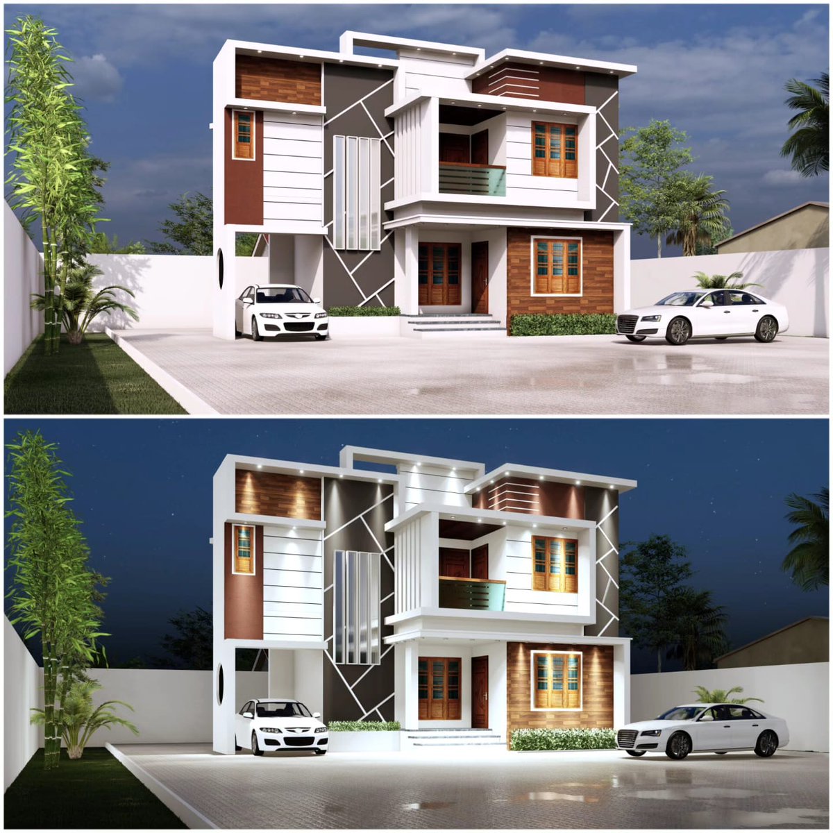 dav93civil's tweet image. 3D Elevation vs Real Elevation 
Contemporary Style Model 
Site Location: Thirumala, Trivandrum.
#archilovers #3dvisualizer #kerala