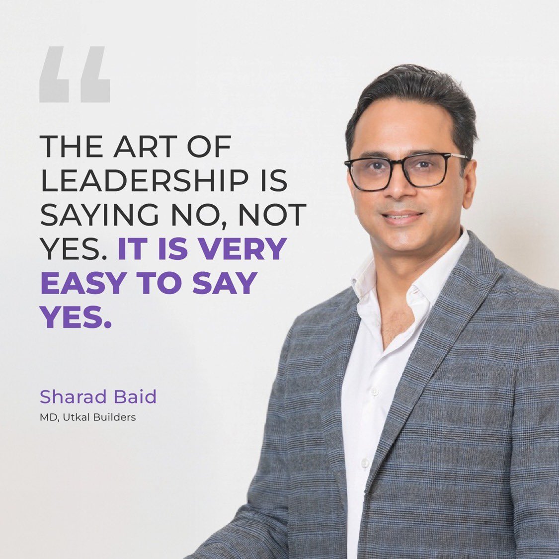 MDsharadbaid's tweet photo. Leadership is an art—a careful balance of yes and no.
I've learned that saying no is not just a power but a necessity to maintain focus and integrity in our vision at Utkal Builders.
#ManagingDirector #Leadership #Leader #MotivationalQuotes #Motivation #UtkalBuilders #RealEstate https://t.co/IhbCLuqXDC