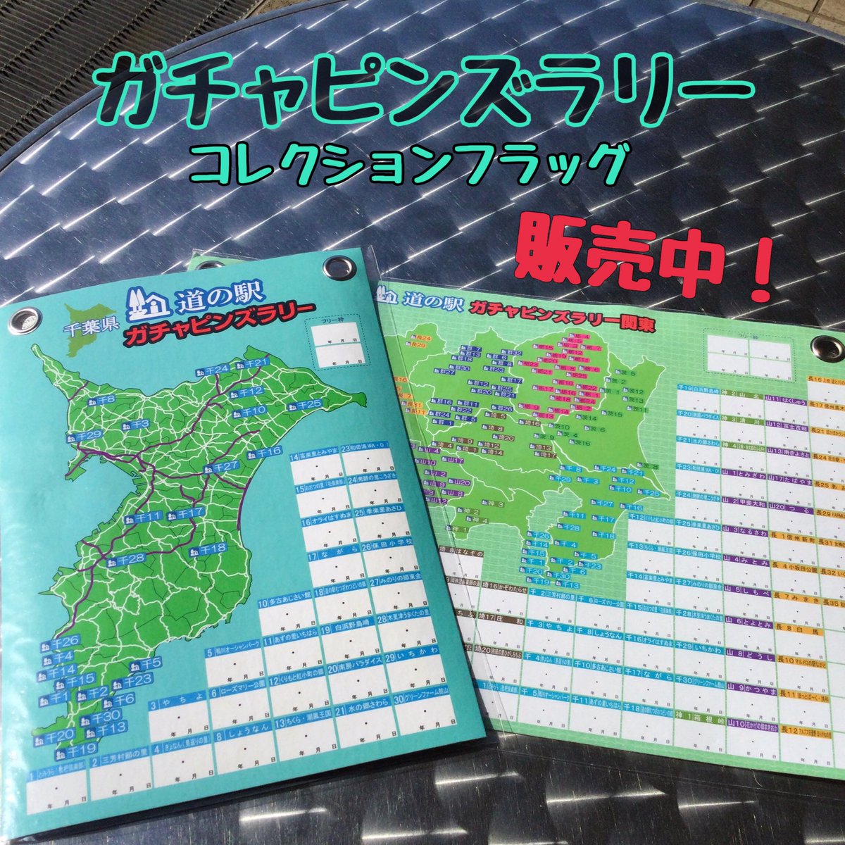 道の駅に設置してある、ガチャガチャを回して 道の駅ピンズを集めよう