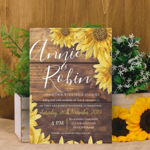Rustic Wood Yellow Sunflower Country Wedding Invitation zazzle.com/rustic_wood_ye… via @zazzle #weddinginvitation #sunflowerweddingstatinery #sunflowerweddinginvitations #zazzlemade