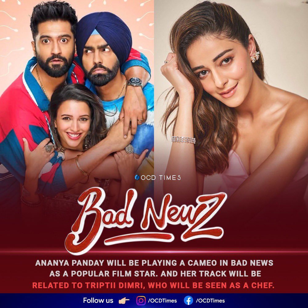 One of the sequences that has been shot will see Ananya’s character arriving at the hotel followed by paparazzi and fans.
.
#BadNewz in cinemas, 19th July 2024!
.
#OCDTimes #TriptiDimri, #VickyKaushal #AmmyVirk #AnandTiwari #DharmaProductions #PrimeVideoIn #AnanyaPanday