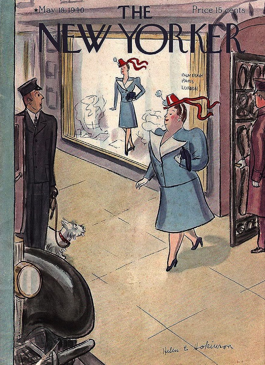 #OTD in 1940
(The ever-stylish ‘Hokinson Woman’ nails that look!)
Cover of The New Yorker, May 18, 1940
Helen E. Hokinson
#TheNewYorkerCover #HelenHokinson #shopping #fashion #ladiesfashion #womensfashion