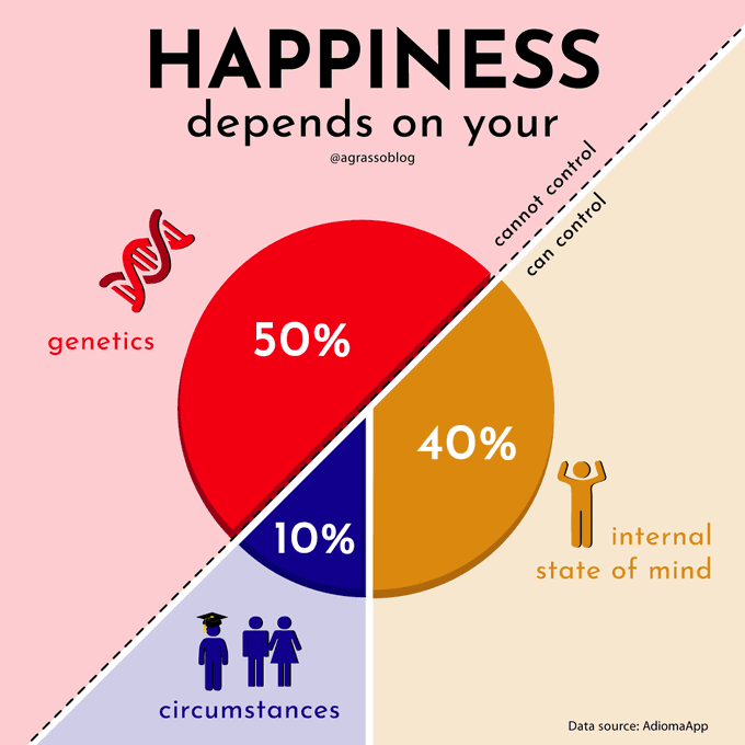 What does your happiness depend on? Infographic @antgrasso rt @lindagrass0 #Happiness #Motivation