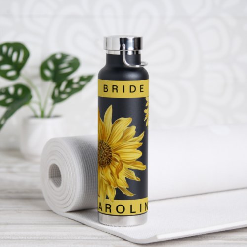 Pretty Yellow Sunflower Bride Name Wedding Water B Water Bottle zazzle.com/pretty_yellow_… via @zazzle