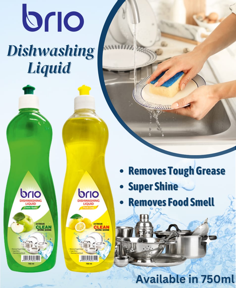 Experience the sparkle of cleanliness with our BRIO Dishwashing Liquid – tough on grease, gentle on your dishes
Available in 750ml
 #onest #onestbrands #branding #brio #dishwashingliquid #dishwash #liquiddishwash #dishwashing #dishwashliquid #homecare #cleanutensils #fmcg #export