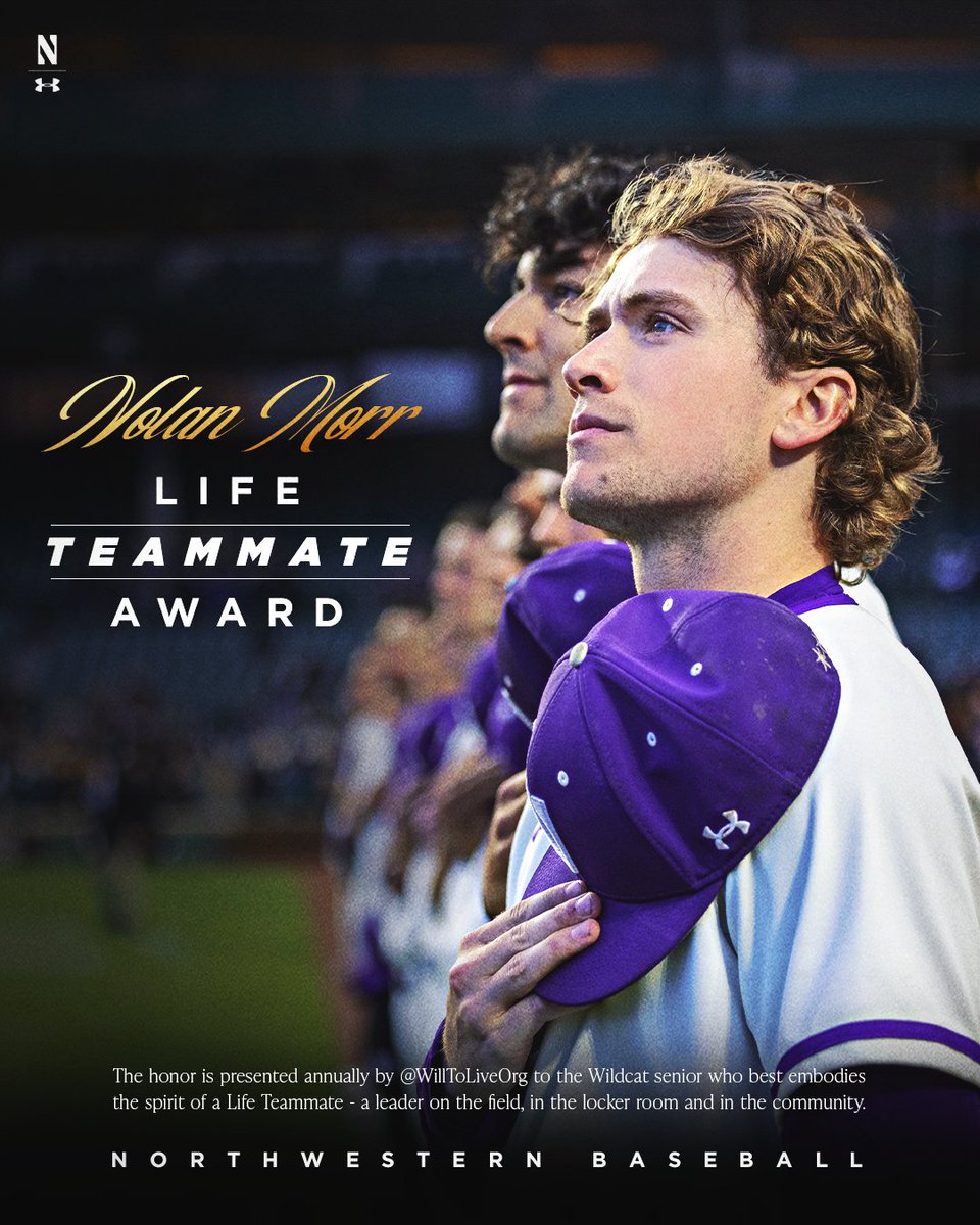 Northwestern Baseball (@nucatsbaseball) on Twitter photo Congratulations to our 2024 Life Teammate Award Recipient, <a href="/nolan_morr/">Nolan Morr</a>!
The honor is presented annually by <a href="/WillToLiveOrg/">Will To Live</a> to the senior who best embodies the spirit of a Life Teammate - a leader on the field, in the locker room and in the community, as voted by their teammates. Congratulations to our 2024 Life Teammate Award Recipient, <a href="/nolan_morr/">Nolan Morr</a>!
The honor is presented annually by <a href="/WillToLiveOrg/">Will To Live</a> to the senior who best embodies the spirit of a Life Teammate - a leader on the field, in the locker room and in the community, as voted by their teammates.