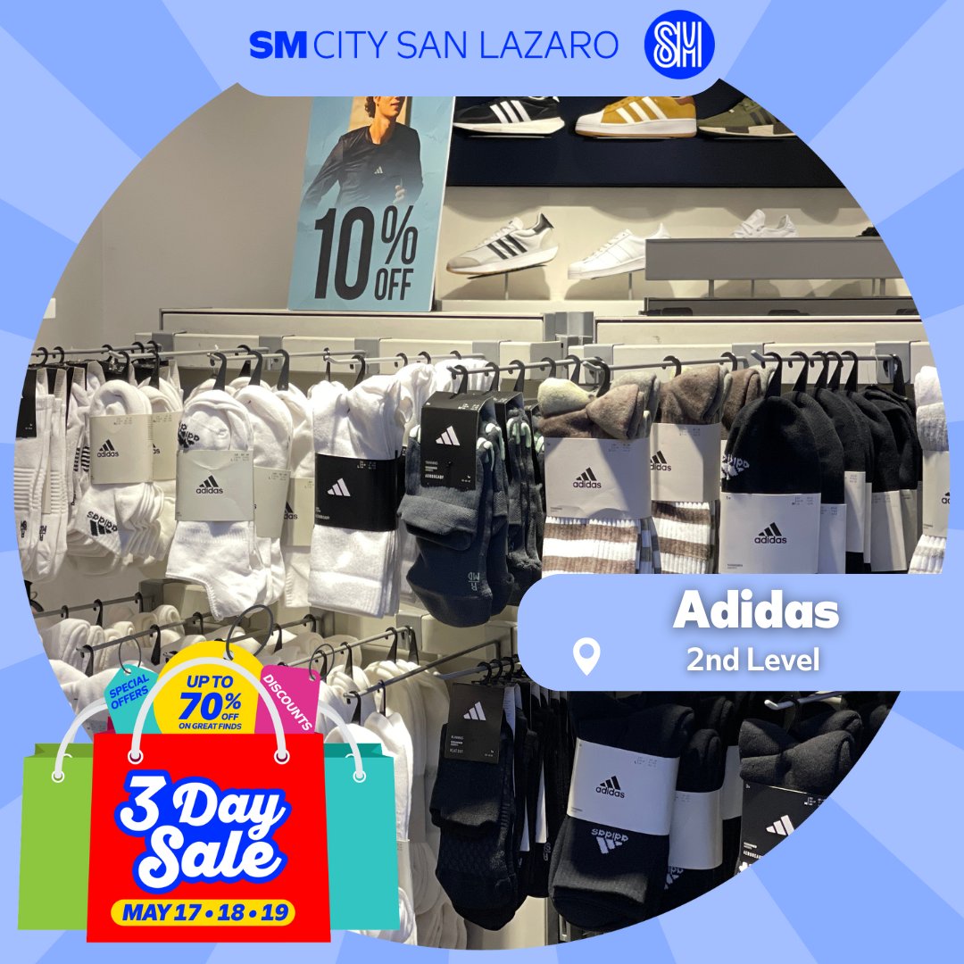 SM City San Lazaro on X Level up your game with new gears from adidas and cop up to 50 OFF on selected sportswear. Shop now here at the SM3DaySale at SMSanLaz