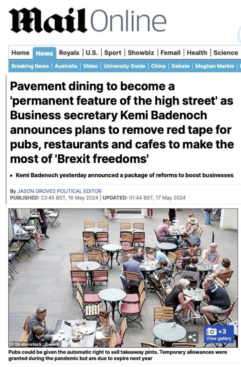 So street wining/dining is a 'brexit freedom' ..... has Kemi ever travelled outside of GB 🙄😆😆 #brexit