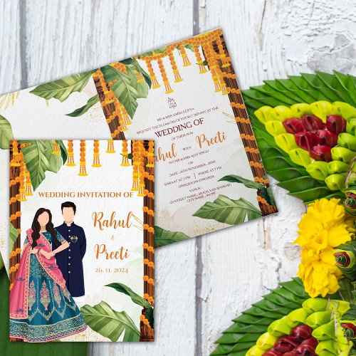 Elegant Caricature Couple Marigold Indian Wedding Invitation zazzle.com/elegant_carica… via @zazzle #weddinginvitation #indianweddinginvitation #CaricatureCoupleMarigoldIndianWeddingInvitation #zazzlemade