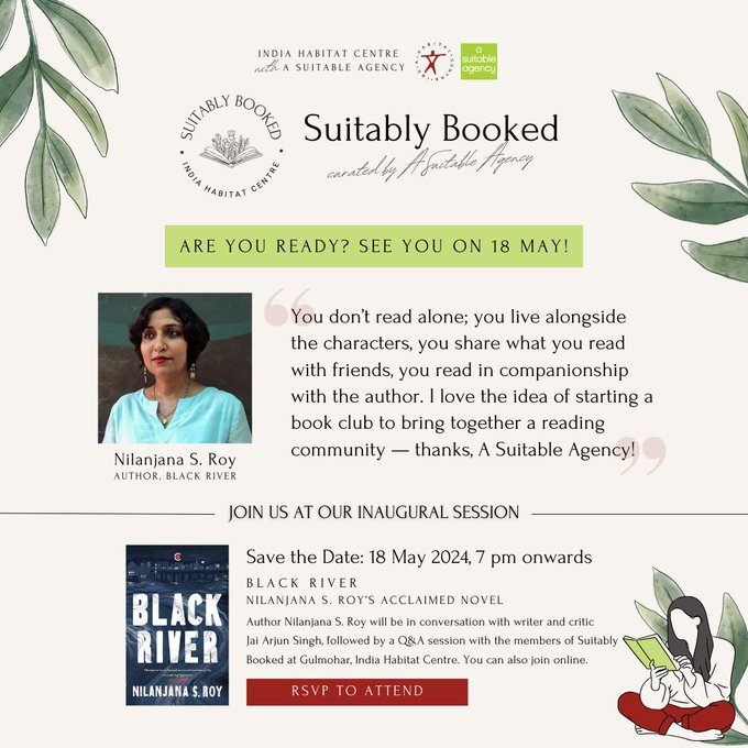 Back to writing — and Delhi friends, if you're free this evening, @jaiarjun and I will be book clubbing at 7 pm, Habitat. We'd love to see you tonight. Thanks, @ASuitableAgency, @jaiarjun and @WestlandBooks. 💜💚💜