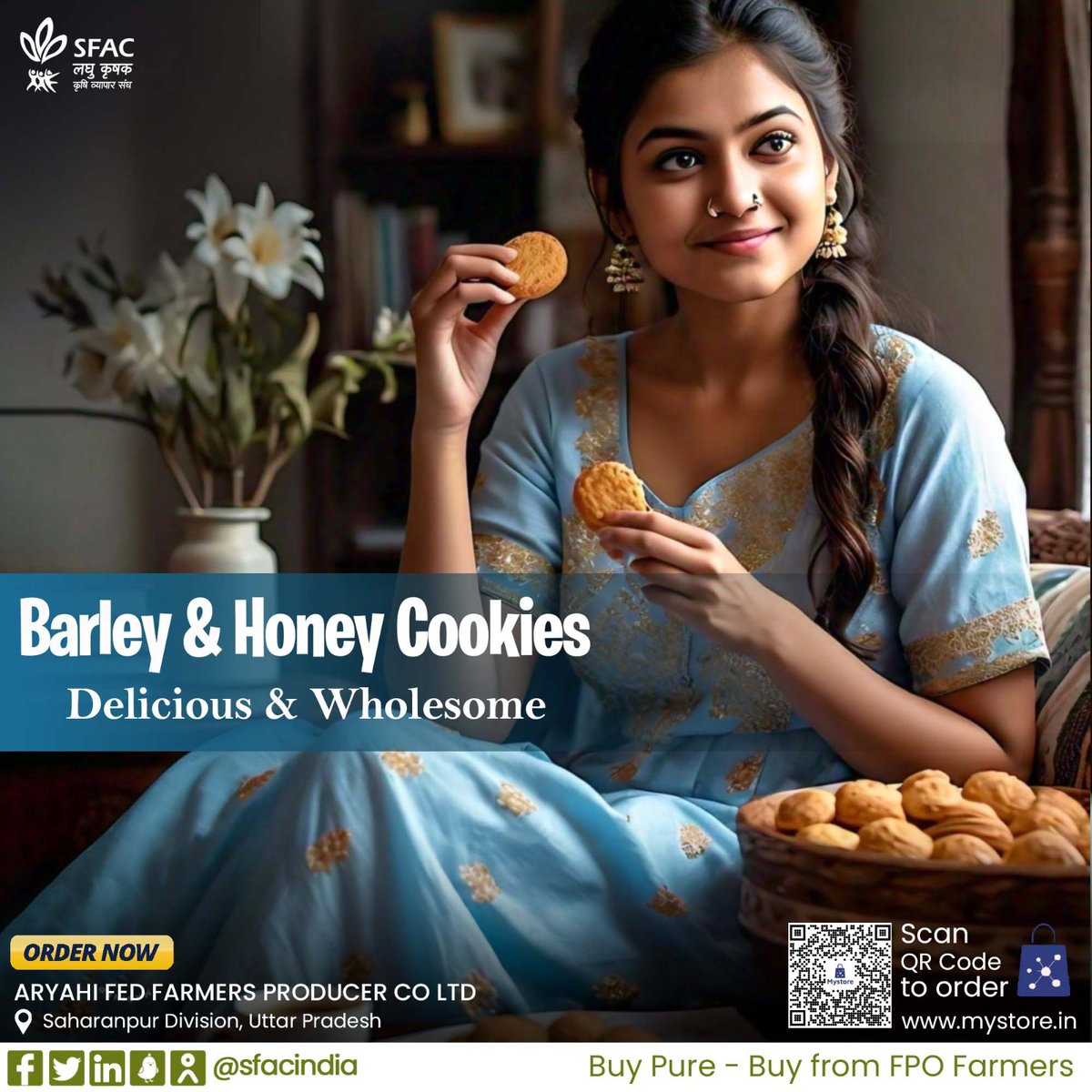 This delicious cookie made from wholesome barley millet flour & pure honey is an ideal snack for weight loss. Buy straight from FPO farmers 👇 mystore.in/en/product/coo… 😋 #healthychoices #healthyeating #healthyhabits #tastyrecipes