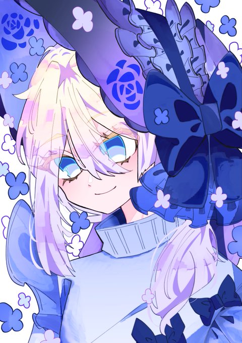 「blue bow flower」 illustration images(Latest)