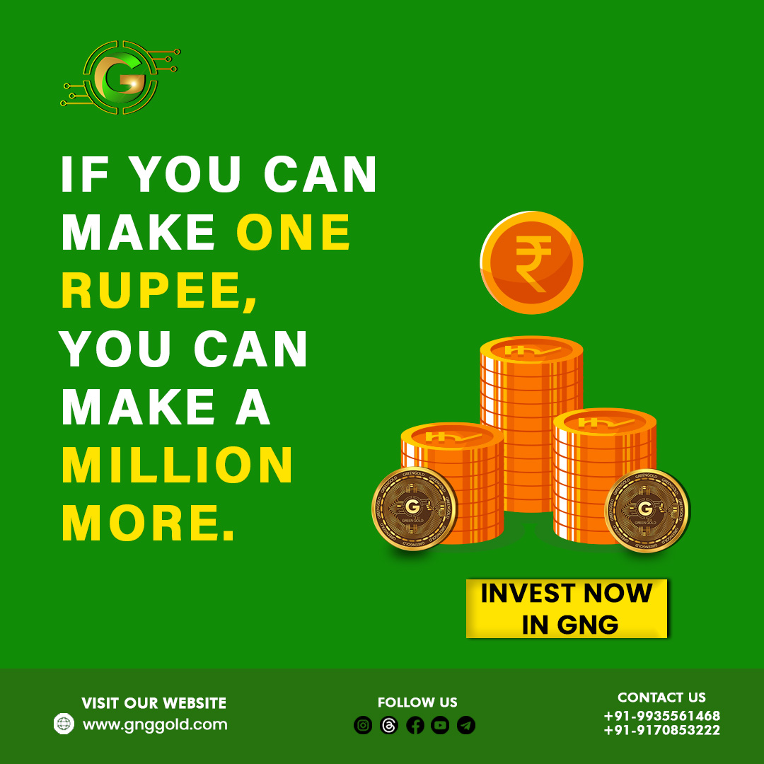 If you can make one Rupee, You can make a Million More.💸💚🌱💰
.
#gnggoldinvestment #gnggoldstaking #greengoldinvesting #gnggoldstaking #indiacryptocurrency #cryptomarketindia 
.
Disclaimer: Nothing on this page is financial advice, please do your own research!