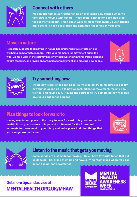 ThinkNature_'s tweet image. As well as it being Green Health Week it's also Mental Health Awareness Week right now &amp;gt;&amp;gt; The theme this year is Find Moments for Movement..
Why not take a walk &amp;amp; clear your head.  Movement can be a powerful tool for managing mental health. #mentalhealthawarenessweek #movement