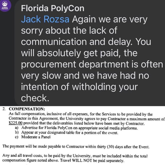 62 days since @FLPolyCon I was supposed to be paid $225 via check in 30 days. The last time I called<a class="tags" target="_blank" title="On Twitter" href="/?out=eyJ0eXAiOiJKV1QiLCJhbGciOiJIUzUxMiJ9.eyJpYXQiOjE3MjYwNDM0NzUsImlzcyI6InR3cG9ybnN0YXJzLmNvbSIsIm5iZiI6MTcyNjA0MzQ3NSwiZXhwIjoxNzU3NTc5NDc1LCJyZWRpcmVjdF91cmwiOiJodHRwczovL3R3aXR0ZXIuY29tL0ZMUG9seUNvbiJ9.-El30gGpupraMfNrgZ0GW_MZFHLaTGklRSgHD80uP-foWEh25RvsPr0Yl_IX-iVmOZulMlsKVvpbV1NiwfKxww">@FLPolyCon</a><a href="/tag/skyrim"class="tags"><span>#skyrim</span></a><a href="/tag/ps4share"class="tags"><span>#ps4share</span></a><a href="/tag/skyrimproblems"class="tags"><span>#skyrimproblems</span></a>