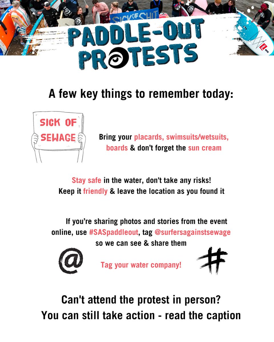 It's time to paddle out! 🌊✊ A few key things to remember today. Can't attend the protest in person? You can still take action 👉 pulse.ly/ytkpghbtpw

#SASpaddleout #endsewagepollution