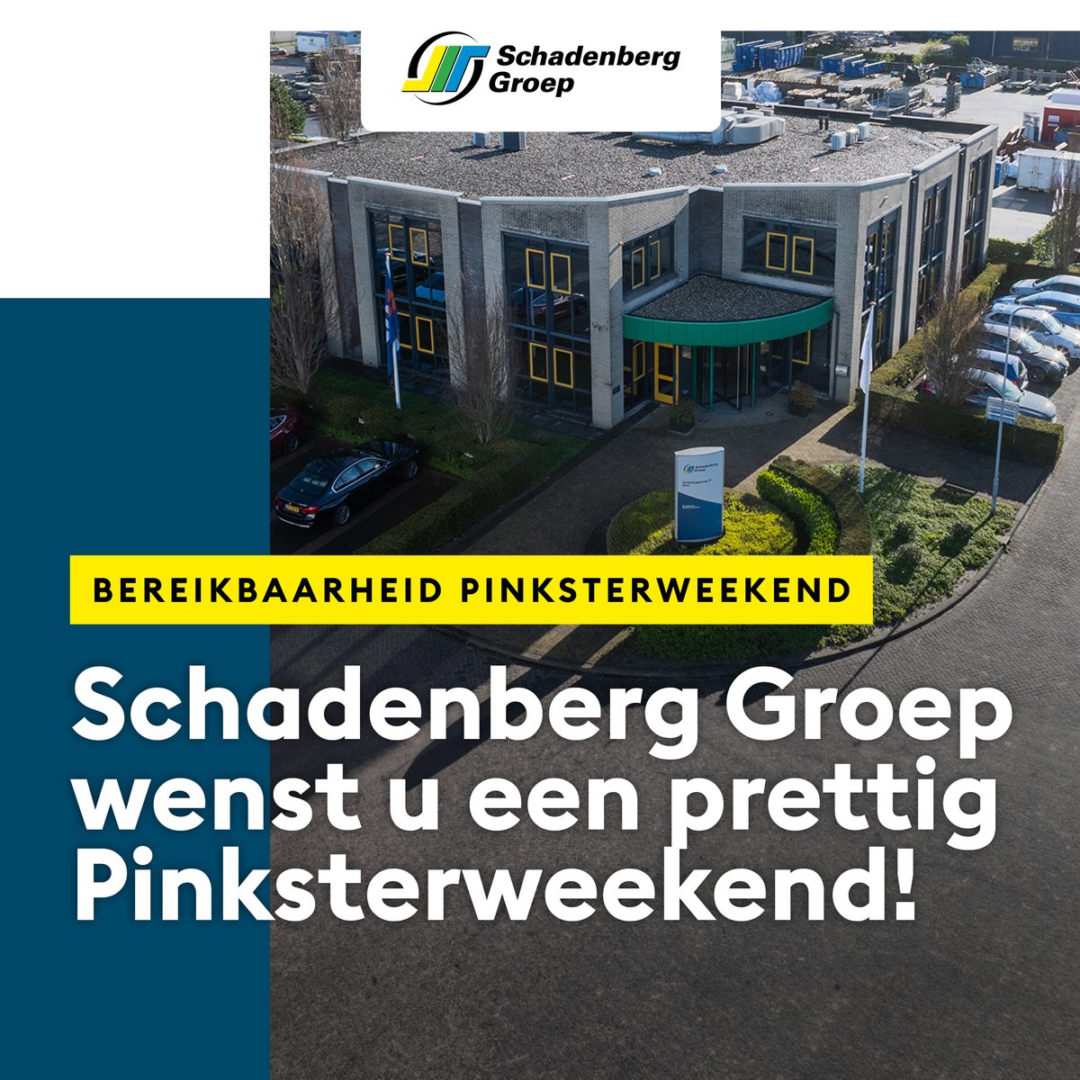 In verband met het Pinksterweekend zijn wij van 18 mei tot en met 20 mei gesloten. Op 21 mei zijn we vanaf 8.00 uur weer op de gebruikelijke manier te bereiken.

Wij wensen iedereen een fijn Pinksterweekend!

Onze contactgegevens bij calamiteiten: schadenberg.nl/bereikbaarheid…