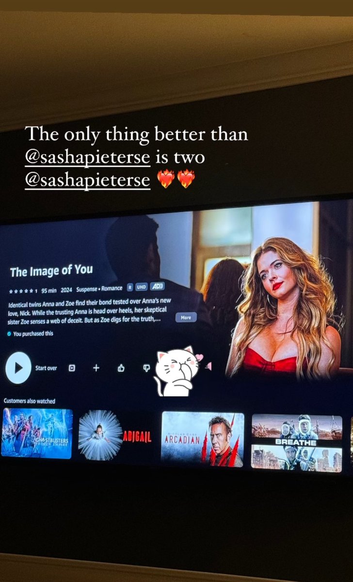 A maior que temos! Spencer Locke, uma grande amiga de Sasha Pieterse, compartilhou em seu Instagram Stories que está assistindo #TheImageOfYou pela PrimeVideo dos Estados Unidos.