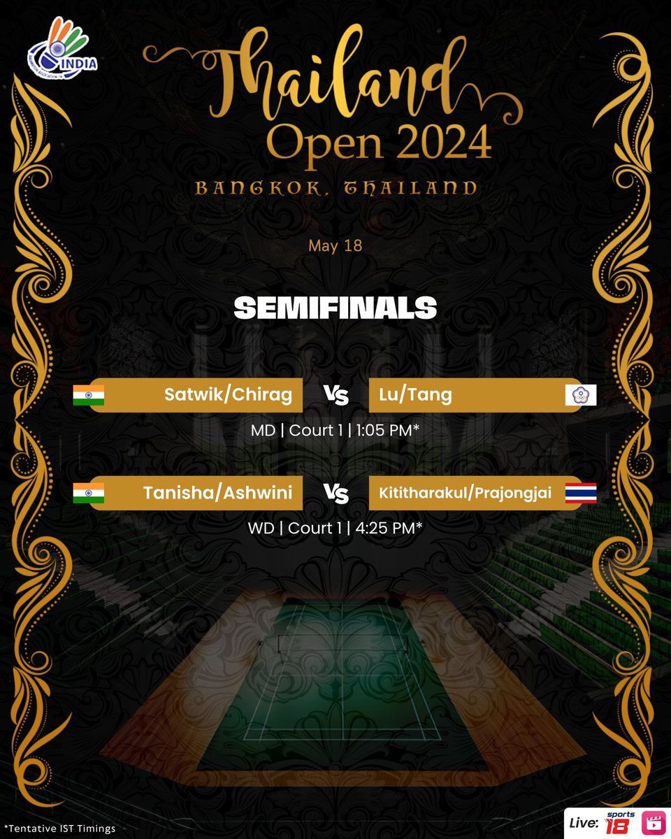 SEMIFINAL SATURDAY 🎬 All the best champs! #ThailandOpen2024 #IndiaontheRise #Badminton