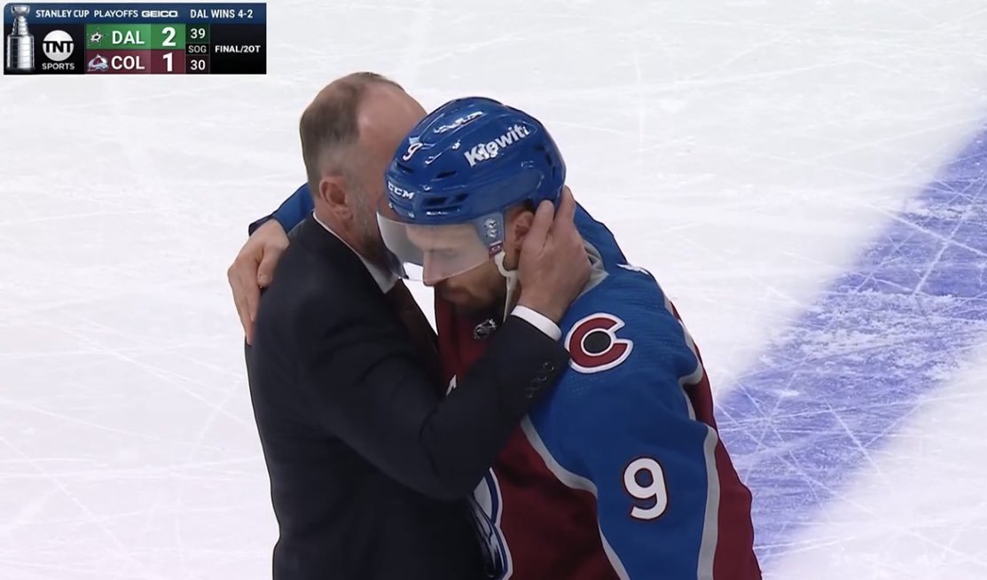 Peter DeBoer shared a moment with Zach Parise, who played his final game in the NHL tonight.