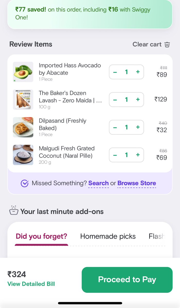 Looks like @Swiggy Instamart has variable pricing. This is me and my wife ordering from the same location in Bangalore. 

Look at the price of the Lavash. 

Why?