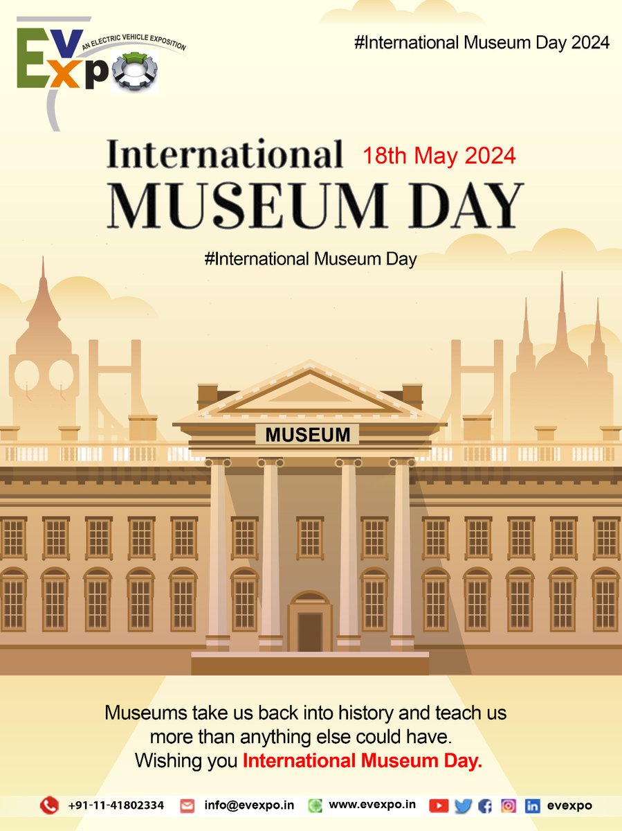 Happy International Museum Day from EvExpo! Museums inspire, educate, and connect us to our shared history and culture. Today, we celebrate their invaluable contributions to society. Dive into the wonders of art, science, and heritage with us. #internationalmuseumday #evexpo