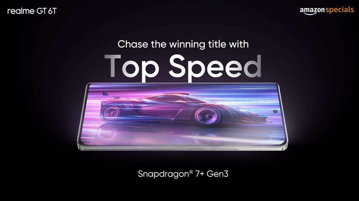 Constantly frustrated by speed lags during battles? Not anymore! ⚡Enter the zone of top speed with India’s first ever Snapdragon 7+ Gen 3 powered smartphone, #realmeGT6T. Launching on 22nd May, 12 Noon on @amazonIN Know more: bit.ly/4aC6xsd #TopPerformer