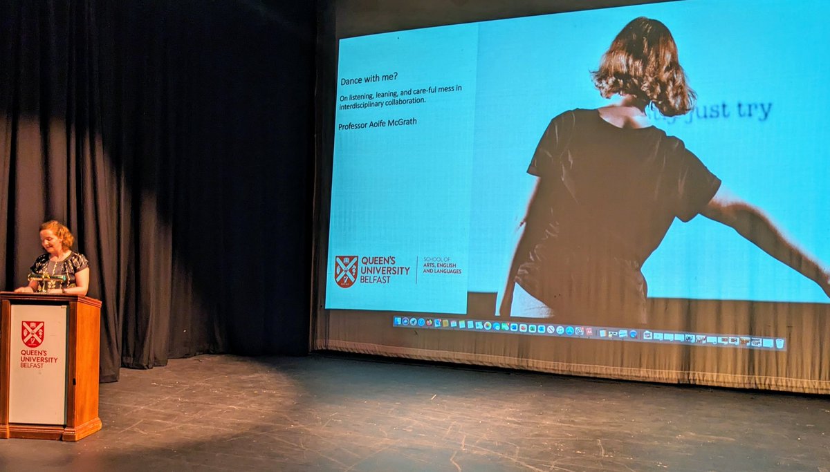 Prof. Aoife McGrath, @aoifepea Ireland's first ever professor of dance, inaugural lecture @QUB 👏👏 Her work on interdisciplinary research projects & collaborative contexts, a superb testament to artistic practice & embodied knowledge speaking to science. #Dance #Science #Art