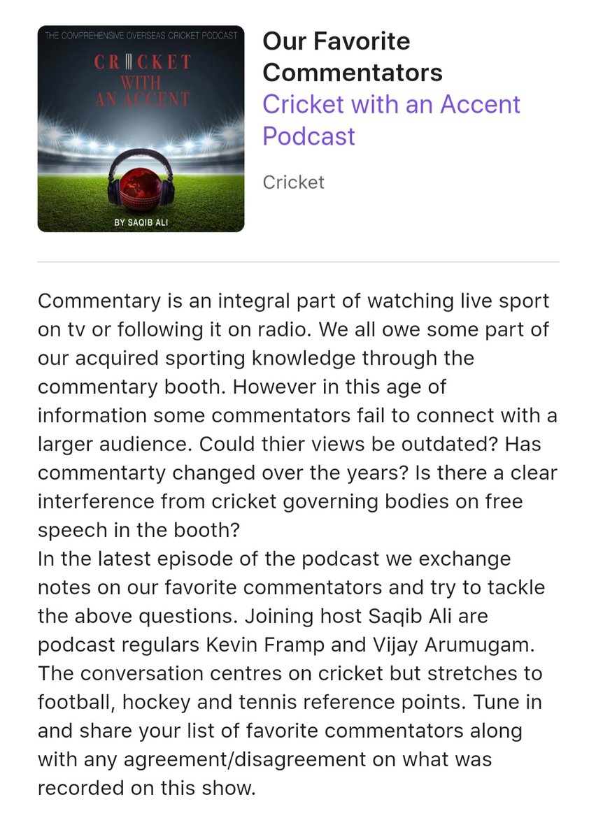 Kev @BigKev67 & I joined @saqiba on this Pod to discuss the evolution of Commentary in cricket. Gavaskar's seminal moments in Aus in 91-92 to his relevance in T20; Richie Benaud, Ian Chappell & Dicky Rutnagur. Barry Davies & Seoul '88. #crickettwitter podcasts.apple.com/in/podcast/our…