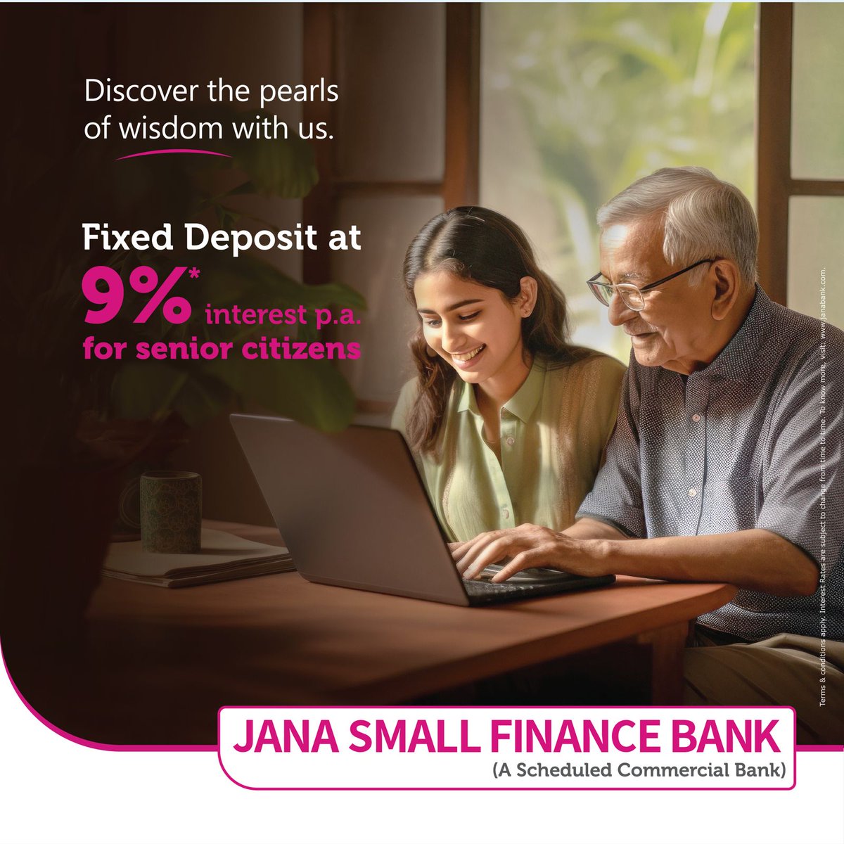 Save the best way with #JanaSmallFinanceBank. Say hello to our fixed deposit for senior citizens.
#janabank #savings #FixedDeposit