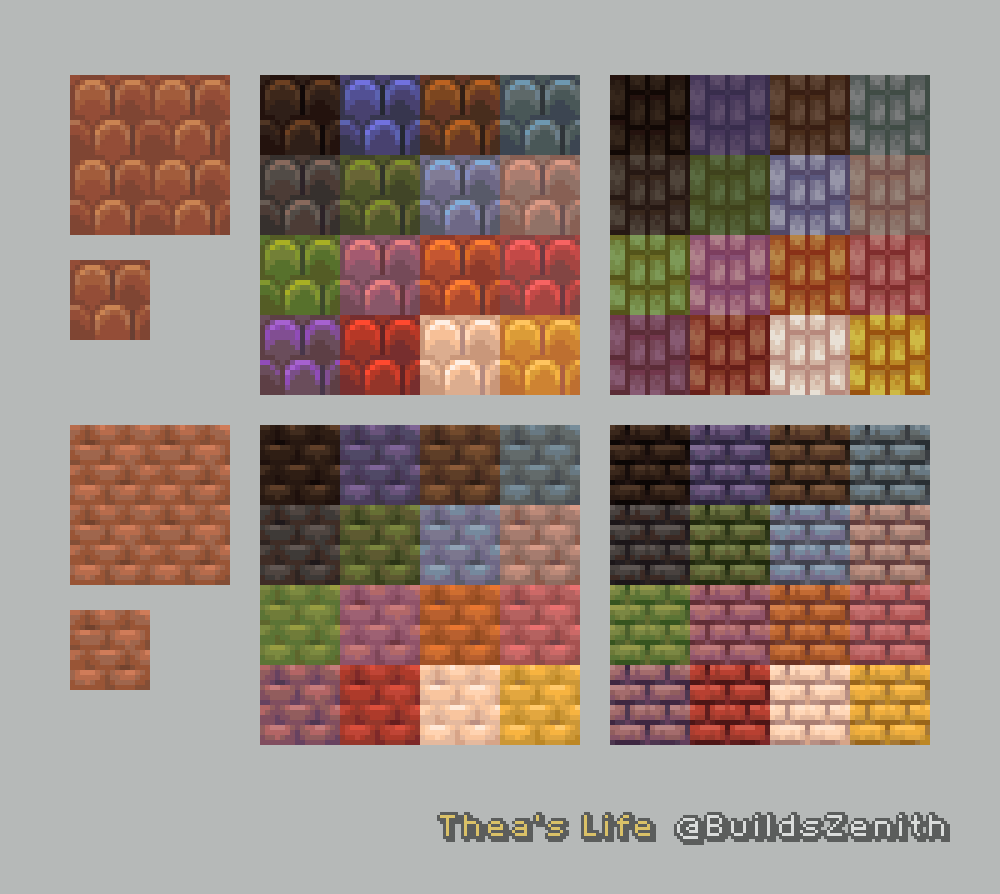 BuildsZenith's tweet photo. TWO BIRTHDAYS FROM MY TWO FAVORITE GAMES WITHIN THE SAME MONTH??! Happy Birthdays to #Minecraft & #Terraria XDXD ⭐🎉
Terracotta Bricks and Shingles retextures and
jungle pylon #Terrariabuilds!
==========o===========
#Minecraftmod #Pixelart #Tlifebedrock https://t.co/jLSm00bkxb