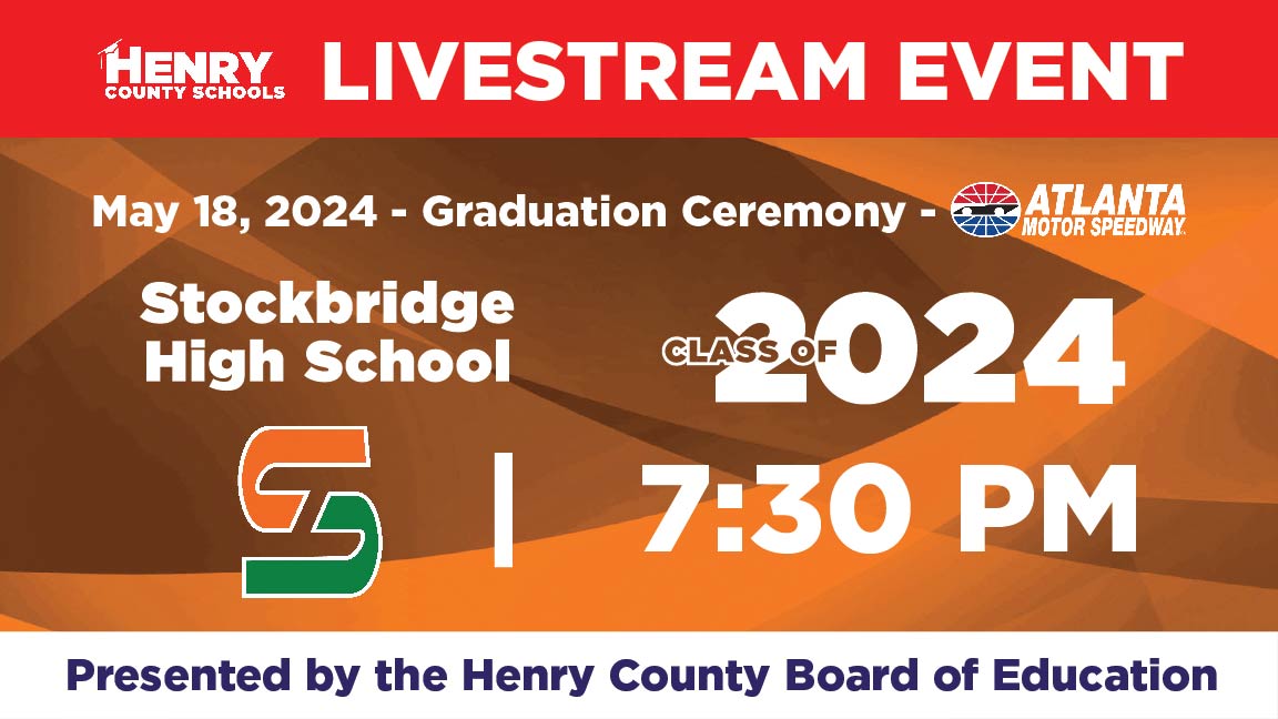 Stockbridge High School continues HCS graduation season at Atlanta Motor Speedway on Saturday at 7:30 p.m. For those unable to celebrate the Class of 2024 in person, follow along via livestream at the link below. 📷: youtube.com/watch?v=gggQAV… #WinningforKids #HenryProud