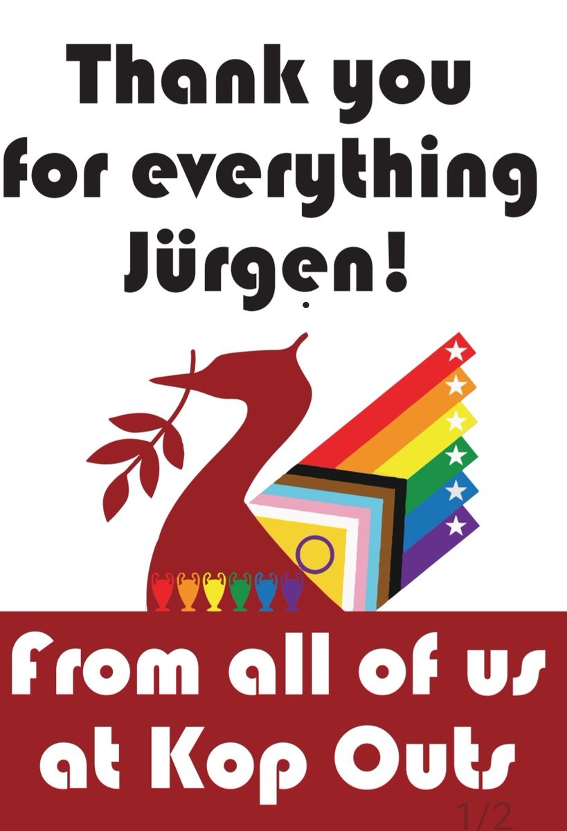 Tomorrow #Liverpool says goodbye.  No other manager's done as much to combat #LGBT+ phobia.

Thanks for your longstanding, authentic & impactful allyship & support of our communities. You've won us everything at Liverpool, but most of all you've won our hearts
#YNWA #RedTogether