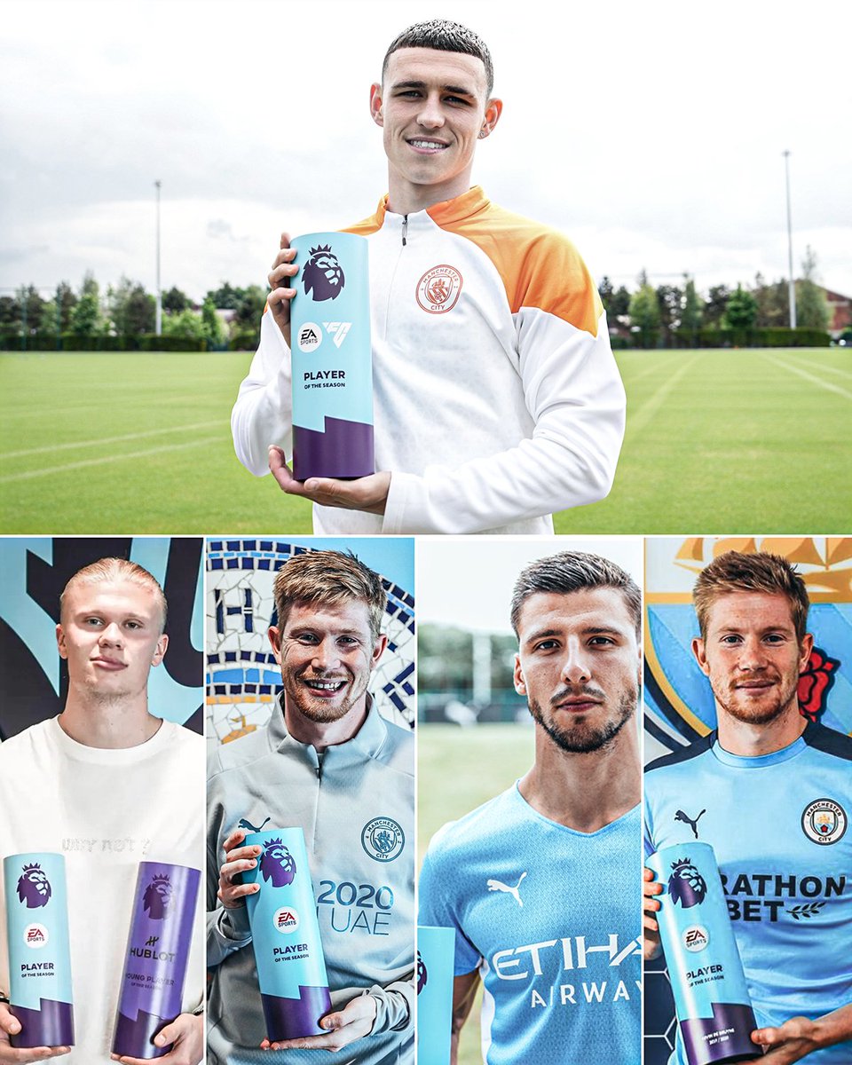 Manchester City have now won the Player of the Season award for the past FIVE seasons 😮‍💨

2023/24: Phil Foden
2022/23: Erling Haaland
2021/22: Kevin De Bruyne
2020/21: Ruben Días
2019/20: Kevin De Bruyne

(via @ManCity)