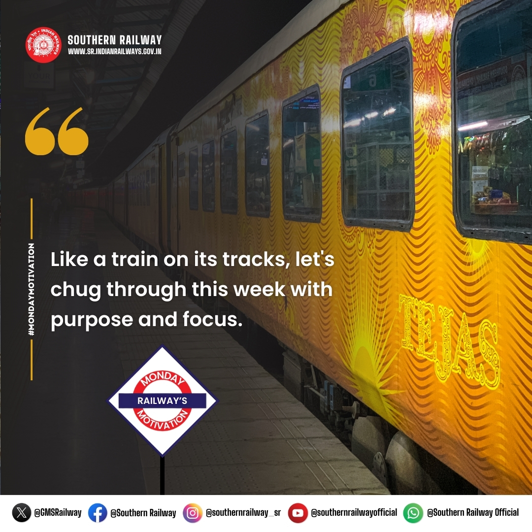 Believe in yourself, stay committed, and remember that the journey of a thousand miles begins with a single step. 

Here's to a week full of productivity, growth, and success!

 #MondayMotivation #SouthernRailway