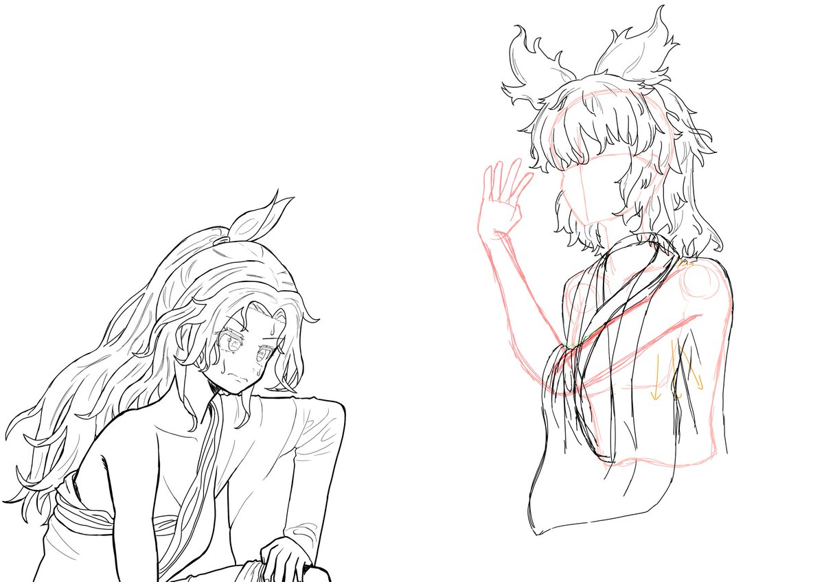 進捗３
このポーズしんどすぎるもう15時間以上かかってる…
胸筋が検閲に引っかかりそうなのでぼかしときます　胸筋なんだけどなぁ…