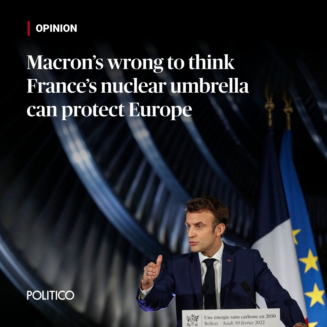 OPINION: Without the US, Europe would have no in-kind response to Russia’s use of tactical nuclear weapons. The nuclear umbrellas of France and Britain are real enough — but the truth is, they’re only wide enough to cover France and the UK. 🔗 trib.al/CbqrbLH